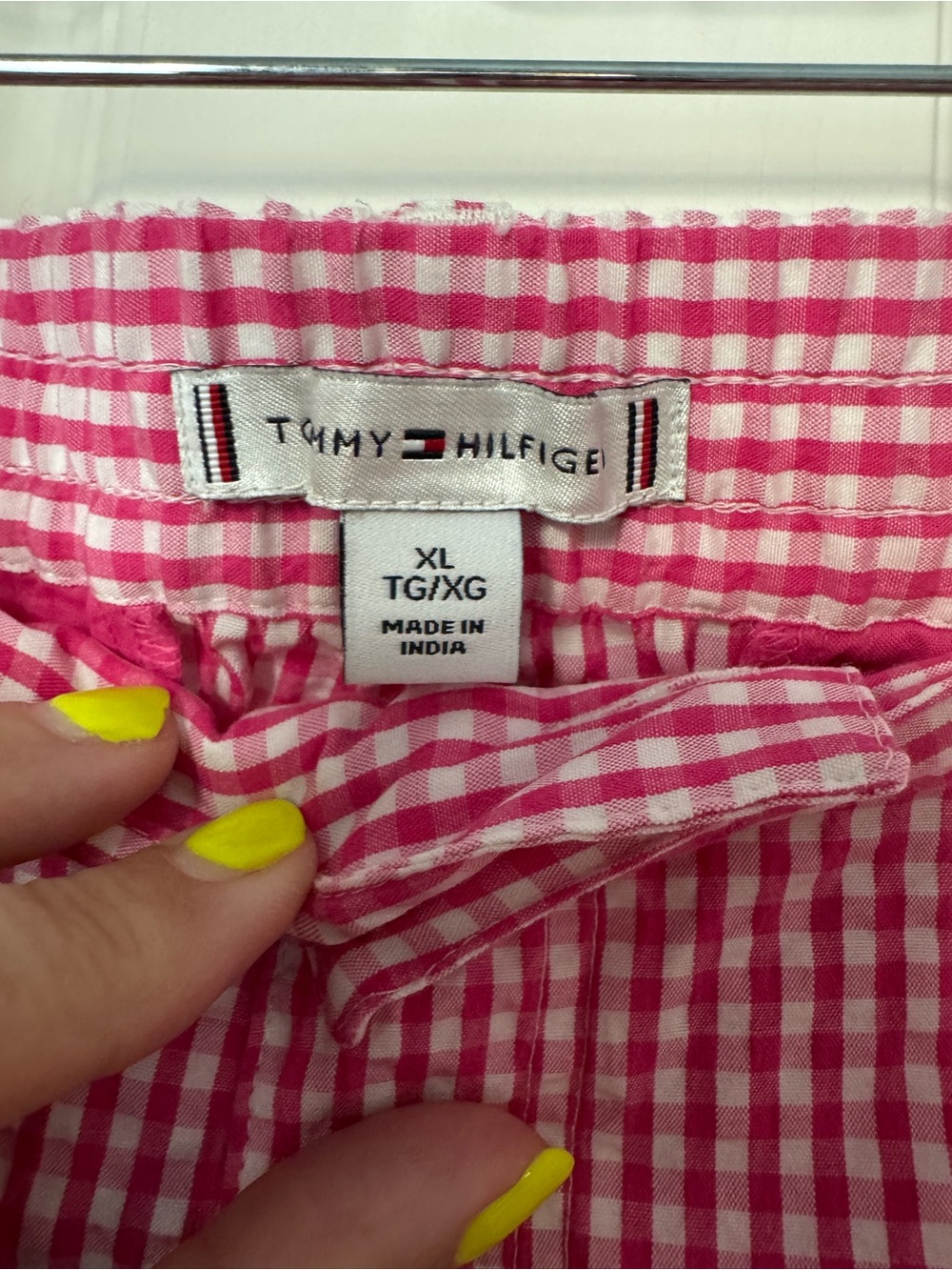 Tommy Hilfiger Pink Gingham Paperbag Waist Cropped Pants - Picture 3 of 8